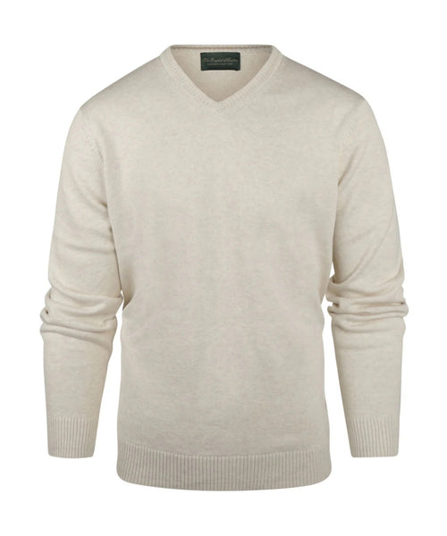 Pullover katoen v-hals | Bruin